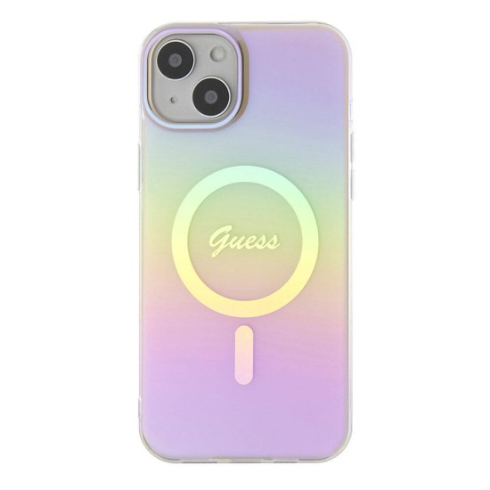 Husa pentru iPhone 15 / iPhone 14 / iPhone 13 - Guess IML Iridescent MagSafe (GUHMP15SHITSP) - Pink