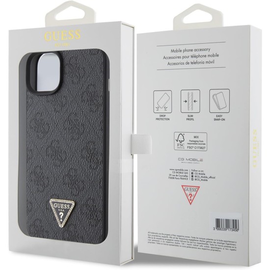 Husa pentru iPhone 15 / iPhone 14 / iPhone 13 - Guess Leather 4G Diamond Triangle (GUHCP15SP4TDPK) - Black