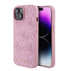 Husa pentru iPhone 15 / iPhone 14 / iPhone 13 - Guess Leather 4G Stamped (GUHCP15SP4EPMP) - Pink Husa pentru iPhone 15 / iPhone 14 / iPhone 13 - Guess Leather 4G Stamped (GUHCP15SP4EPMP) - Pink
