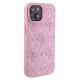 Husa pentru iPhone 15 / iPhone 14 / iPhone 13 - Guess Leather 4G Stamped (GUHCP15SP4EPMP) - Pink