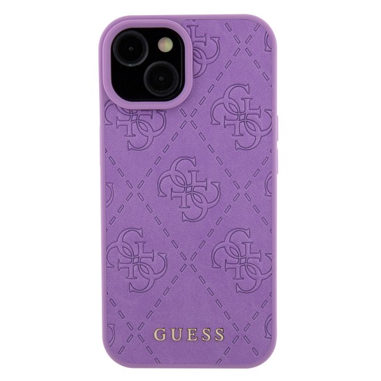 Husa pentru iPhone 15 / iPhone 14 / iPhone 13 - Guess Leather 4G Stamped (GUHCP15SP4EPMU) - Light Purple