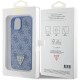 Husa pentru iPhone 15 / iPhone 14 / iPhone 13 - Guess Leather 4G Triangle Strass (GUHCP15SP4TDPB) - Blue