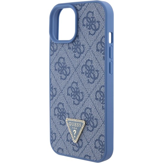 Husa pentru iPhone 15 / iPhone 14 / iPhone 13 - Guess Leather 4G Triangle Strass (GUHCP15SP4TDPB) - Blue