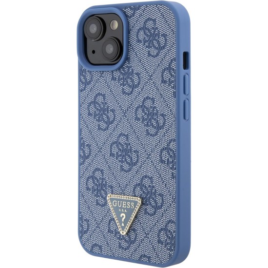 Husa pentru iPhone 15 / iPhone 14 / iPhone 13 - Guess Leather 4G Triangle Strass (GUHCP15SP4TDPB) - Blue