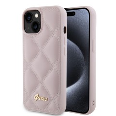 Husa pentru iPhone 15 / iPhone 14 / iPhone 13 - Guess Quilted Metal Logo (GUHCP15SPSQSQSP) - Pink Husa pentru iPhone 15 / iPhone 14 / iPhone 13 - Guess Quilted Metal Logo (GUHCP15SPSQSQSP) - Pink