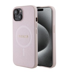 Husa pentru iPhone 15 / iPhone 14 / iPhone 13 - Guess Saffiano MagSafe (GUHMP15SPSAHMCP) - Pink Husa pentru iPhone 15 / iPhone 14 / iPhone 13 - Guess Saffiano MagSafe (GUHMP15SPSAHMCP) - Pink