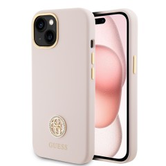 Husa pentru iPhone 15 / iPhone 14 / iPhone 13 - Guess Silicone Logo Strass 4G (GUHCP15SM4DGPP) - Light Pink Husa pentru iPhone 15 / iPhone 14 / iPhone 13 - Guess Silicone Logo Strass 4G (GUHCP15SM4DGPP) - Light Pink