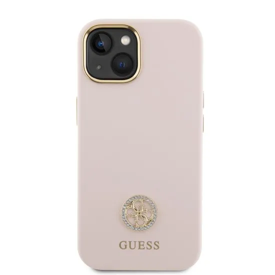 Husa pentru iPhone 15 / iPhone 14 / iPhone 13 - Guess Silicone Logo Strass 4G (GUHCP15SM4DGPP) - Light Pink Husa pentru iPhone 15 / iPhone 14 / iPhone 13 - Guess Silicone Logo Strass 4G (GUHCP15SM4DGPP) - Light Pink