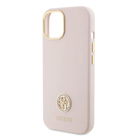 Husa pentru iPhone 15 / iPhone 14 / iPhone 13 - Guess Silicone Logo Strass 4G (GUHCP15SM4DGPP) - Light Pink Husa pentru iPhone 15 / iPhone 14 / iPhone 13 - Guess Silicone Logo Strass 4G (GUHCP15SM4DGPP) - Light Pink