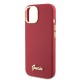 Husa pentru  iPhone 15 / iPhone 14 / iPhone 13 - Guess Silicone Script Metal Logo & Frame (GUHCP15SSMBSLM) - Red