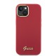 Husa pentru  iPhone 15 / iPhone 14 / iPhone 13 - Guess Silicone Script Metal Logo & Frame (GUHCP15SSMBSLM) - Red