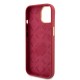 Husa pentru  iPhone 15 / iPhone 14 / iPhone 13 - Guess Silicone Script Metal Logo & Frame (GUHCP15SSMBSLM) - Red