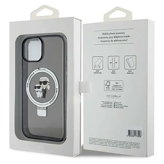 Husa pentru iPhone 15 / iPhone 14 / iPhone 13 - Karl Lagerfeld Hardcase Ring Stand MagSafe (KLHMP14SHMRSKCK) - Karl&Choupette Husa pentru iPhone 15 / iPhone 14 / iPhone 13 - Karl Lagerfeld Hardcase Ring Stand MagSafe (KLHMP14SHMRSKCK) - Karl&Choupette