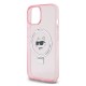 Husa pentru iPhone 15 / iPhone 14 / iPhone 13 - Karl Lagerfeld Hardcase Ring Stand MagSafe (KLHMP15SHMRSCHP) - Pink Choupette Head