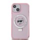 Husa pentru iPhone 15 / iPhone 14 / iPhone 13 - Karl Lagerfeld Hardcase Ring Stand MagSafe (KLHMP15SHMRSCHP) - Pink Choupette Head