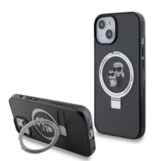 Husa pentru iPhone 15 / iPhone 14 / iPhone 13 - Karl Lagerfeld Hardcase Ring Stand MagSafe (KLHMP15SHMRSKCK) - Karl&Choupette