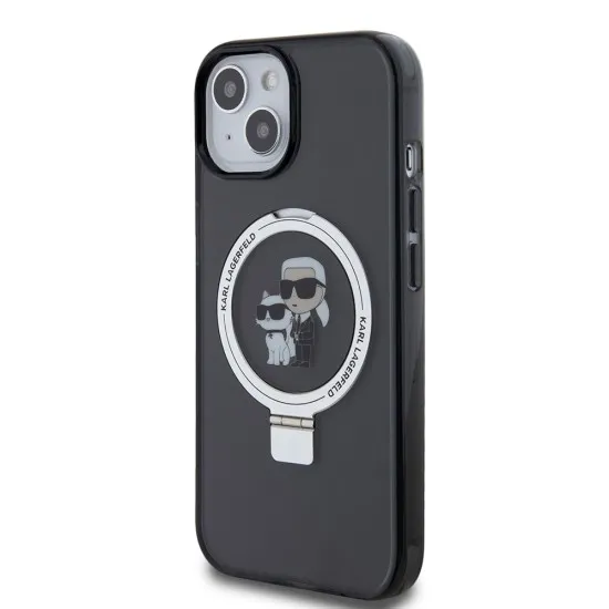 Husa pentru iPhone 15 / iPhone 14 / iPhone 13 - Karl Lagerfeld Hardcase Ring Stand MagSafe (KLHMP15SHMRSKCK) - Karl&Choupette