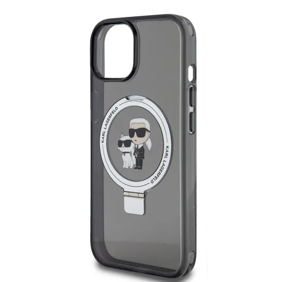 Husa pentru iPhone 15 / iPhone 14 / iPhone 13 - Karl Lagerfeld Hardcase Ring Stand MagSafe (KLHMP15SHMRSKCK) - Karl&Choupette