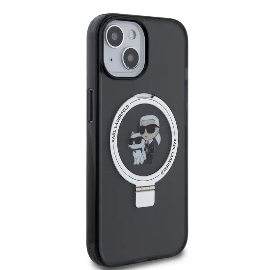 Husa pentru iPhone 15 / iPhone 14 / iPhone 13 - Karl Lagerfeld Hardcase Ring Stand MagSafe (KLHMP15SHMRSKCK) - Karl&Choupette