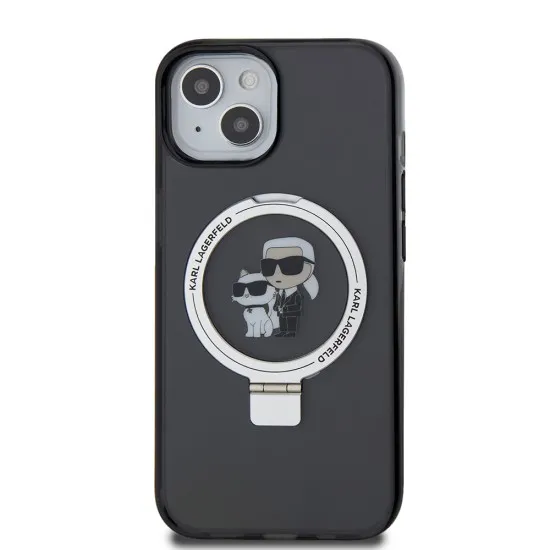 Husa pentru iPhone 15 / iPhone 14 / iPhone 13 - Karl Lagerfeld Hardcase Ring Stand MagSafe (KLHMP15SHMRSKCK) - Karl&Choupette