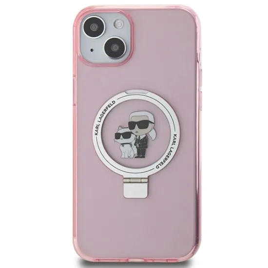 Husa pentru iPhone 15 / iPhone 14 / iPhone 13 - Karl Lagerfeld Hardcase Ring Stand MagSafe (KLHMP15SHMRSKCP) - Pink Karl&Choupette Husa pentru iPhone 15 / iPhone 14 / iPhone 13 - Karl Lagerfeld Hardcase Ring Stand MagSafe (KLHMP15SHMRSKCP) - Pink Karl&Choupette
