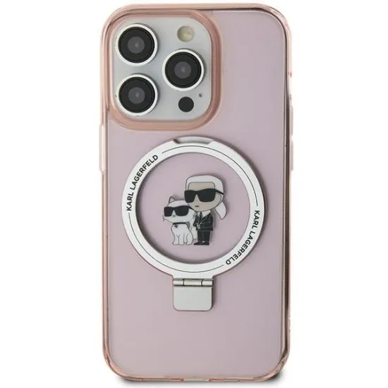 Husa pentru iPhone 15 / iPhone 14 / iPhone 13 - Karl Lagerfeld Hardcase Ring Stand MagSafe (KLHMP15SHMRSKCP) - Pink Karl&Choupette Husa pentru iPhone 15 / iPhone 14 / iPhone 13 - Karl Lagerfeld Hardcase Ring Stand MagSafe (KLHMP15SHMRSKCP) - Pink Karl&Choupette