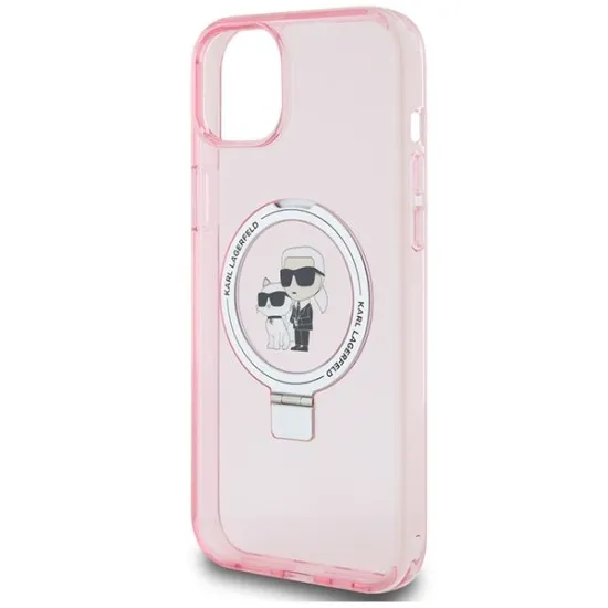 Husa pentru iPhone 15 / iPhone 14 / iPhone 13 - Karl Lagerfeld Hardcase Ring Stand MagSafe (KLHMP15SHMRSKCP) - Pink Karl&Choupette Husa pentru iPhone 15 / iPhone 14 / iPhone 13 - Karl Lagerfeld Hardcase Ring Stand MagSafe (KLHMP15SHMRSKCP) - Pink Karl&Choupette