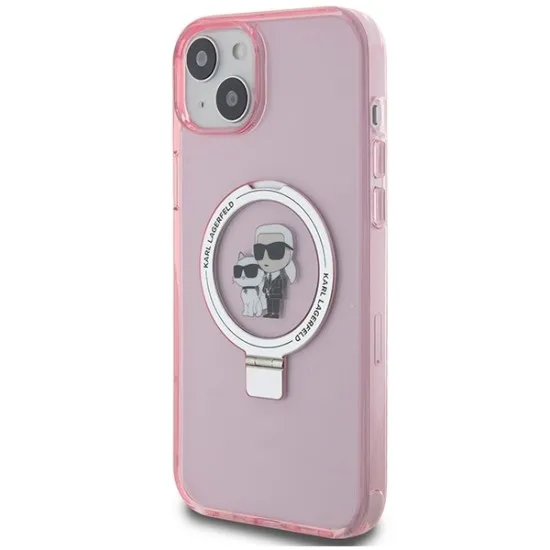 Husa pentru iPhone 15 / iPhone 14 / iPhone 13 - Karl Lagerfeld Hardcase Ring Stand MagSafe (KLHMP15SHMRSKCP) - Pink Karl&Choupette Husa pentru iPhone 15 / iPhone 14 / iPhone 13 - Karl Lagerfeld Hardcase Ring Stand MagSafe (KLHMP15SHMRSKCP) - Pink Karl&Choupette