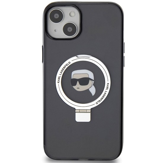 Husa pentru iPhone 15 / iPhone 14 / iPhone 13 - Karl Lagerfeld Hardcase Ring Stand MagSafe (KLHMP15SHMRSKHK) - Karl Head