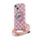 Husa pentru iPhone 15 / iPhone 14 / iPhone 13 - Karl Lagerfeld IML Crossbody MagSafe (KLHMP15SHCKCKLCP) - Pink Mono Karl&Choupette Head