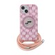 Husa pentru iPhone 15 / iPhone 14 / iPhone 13 - Karl Lagerfeld IML Crossbody MagSafe (KLHMP15SHCKCKLCP) - Pink Mono Karl&Choupette Head