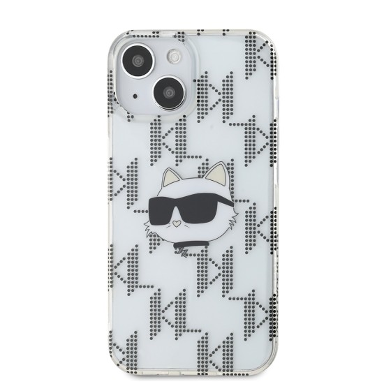 Husa pentru iPhone 15 / iPhone 14 / iPhone 13 - Karl Lagerfeld IML Luxury (KLHCP15SHKLPCHT) - Transparent Choupette Head&Monogram