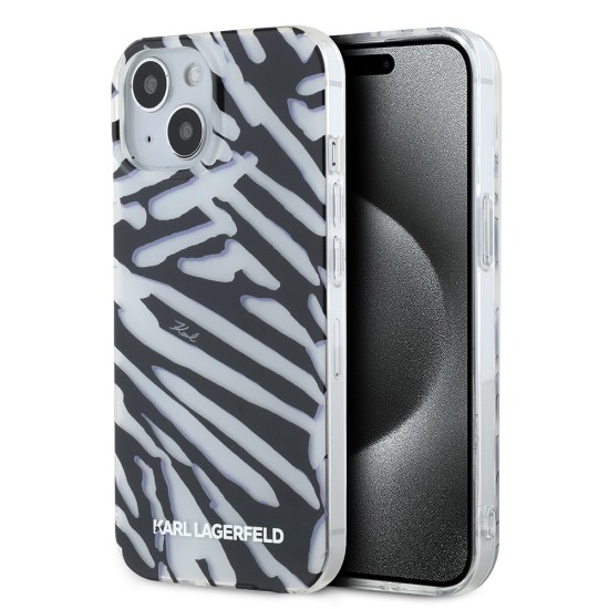 Husa pentru iPhone 15 / iPhone 14 / iPhone 13 - Karl Lagerfeld IML Luxury (KLHCP15SHZBPKCCK) - Zebra Pattern&Cord