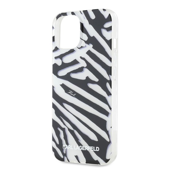 Husa pentru iPhone 15 / iPhone 14 / iPhone 13 - Karl Lagerfeld IML Luxury (KLHCP15SHZBPKCCK) - Zebra Pattern&Cord