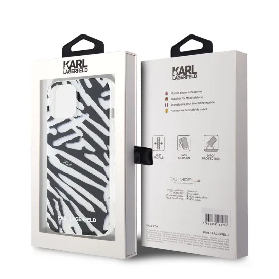 Husa pentru iPhone 15 / iPhone 14 / iPhone 13 - Karl Lagerfeld IML Luxury (KLHCP15SHZBPKCCK) - Zebra Pattern&Cord Husa pentru iPhone 15 / iPhone 14 / iPhone 13 - Karl Lagerfeld IML Luxury (KLHCP15SHZBPKCCK) - Zebra Pattern&Cord