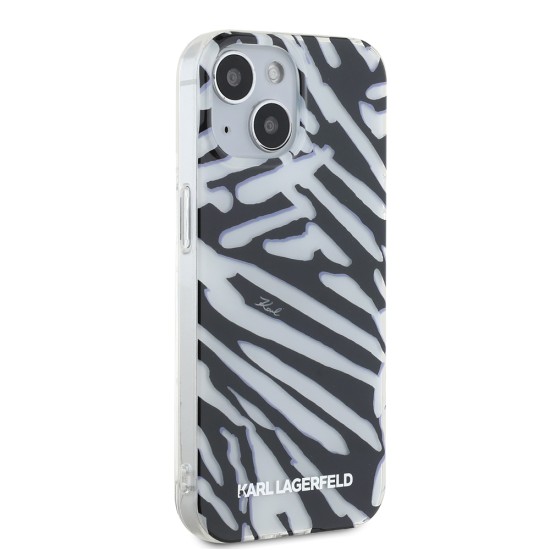 Husa pentru iPhone 15 / iPhone 14 / iPhone 13 - Karl Lagerfeld IML Luxury (KLHCP15SHZBPKCCK) - Zebra Pattern&Cord