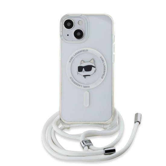 Husa pentru iPhone 15 / iPhone 14 / iPhone 13 - Karl Lagerfeld IML MagSafe (KLHMP14SHCCHNT) - Transparent Choupette Head&Cord