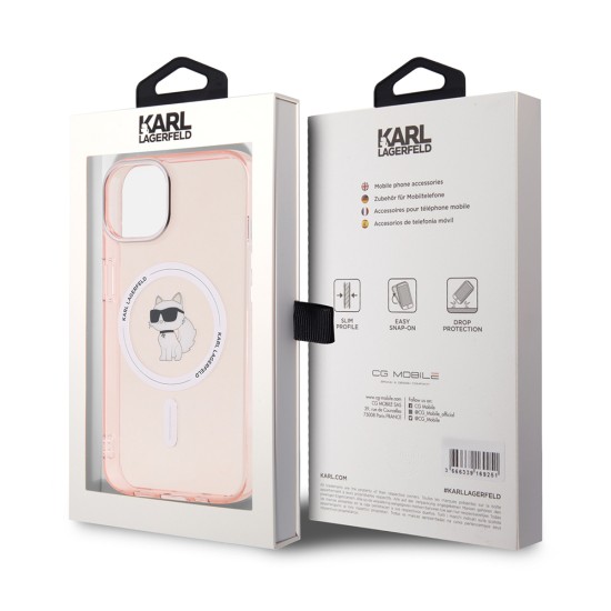 Husa pentru iPhone 15 / iPhone 14 / iPhone 13 - Karl Lagerfeld IML MagSafe (KLHMP14SHFCCNOP) - Pink Choupette