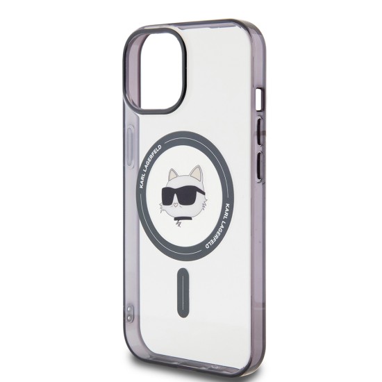 Husa pentru iPhone 15 / iPhone 14 / iPhone 13 - Karl Lagerfeld IML MagSafe (KLHMP15SHCHNOTK) - Transparent Choupette`s Head