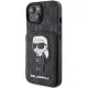 Husa pentru iPhone 15 / iPhone 14 / iPhone 13 - Karl Lagerfeld Saffiano Cardslots and Stand (KLHCP15SSAKKNSCK) - Monogram Ikonik