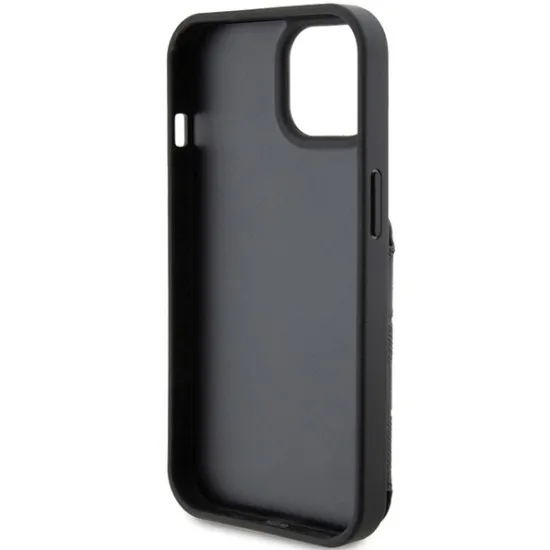 Husa pentru iPhone 15 / iPhone 14 / iPhone 13 - Karl Lagerfeld Saffiano Cardslots and Stand (KLHCP15SSAKKNSCK) - Monogram Ikonik