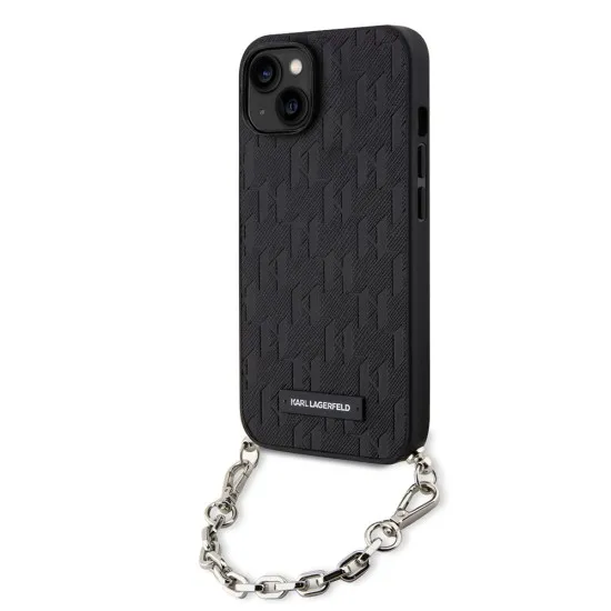 Husa pentru iPhone 15 / iPhone 14 / iPhone 13 - Karl Lagerfeld Saffiano Monogram Chain (KLHCP14SSACKLHPK) - Black Husa pentru iPhone 15 / iPhone 14 / iPhone 13 - Karl Lagerfeld Saffiano Monogram Chain (KLHCP14SSACKLHPK) - Black