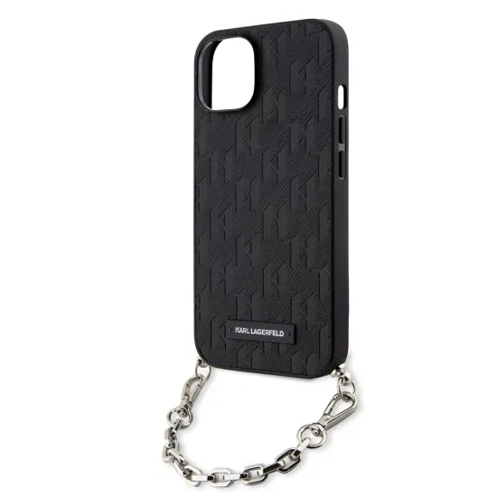 Husa pentru iPhone 15 / iPhone 14 / iPhone 13 - Karl Lagerfeld Saffiano Monogram Chain (KLHCP14SSACKLHPK) - Black Husa pentru iPhone 15 / iPhone 14 / iPhone 13 - Karl Lagerfeld Saffiano Monogram Chain (KLHCP14SSACKLHPK) - Black
