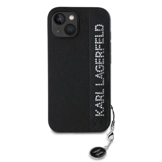 Husa pentru iPhone 15 / iPhone 14 / iPhone 13 - Karl Lagerfeld Saffiano Rhinestones&Charm (KLHCP15SPSAKDGCK) - Black Husa pentru iPhone 15 / iPhone 14 / iPhone 13 - Karl Lagerfeld Saffiano Rhinestones&Charm (KLHCP15SPSAKDGCK) - Black