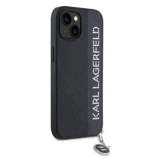 Husa pentru iPhone 15 / iPhone 14 / iPhone 13 - Karl Lagerfeld Saffiano Rhinestones&Charm (KLHCP15SPSAKDGCK) - Black Husa pentru iPhone 15 / iPhone 14 / iPhone 13 - Karl Lagerfeld Saffiano Rhinestones&Charm (KLHCP15SPSAKDGCK) - Black