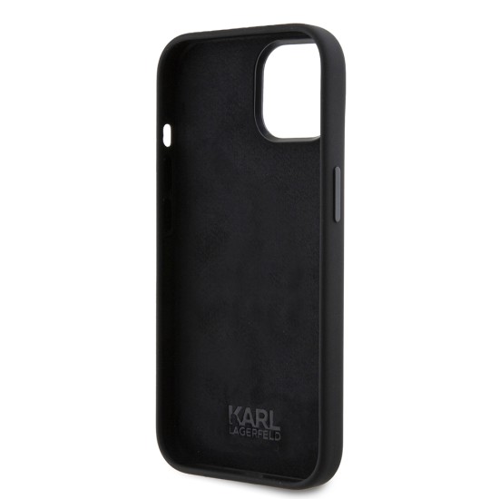 Husa pentru iPhone 15 / iPhone 14 / iPhone 13 - Karl Lagerfeld Silicone (KLHCP15SSMHKNPK) - Ikonik Metal Pin