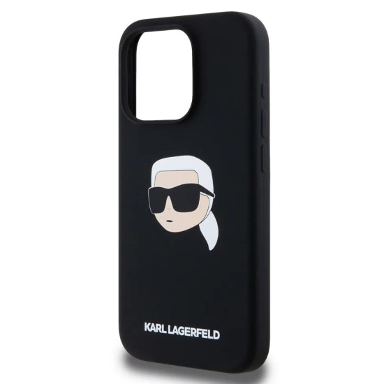 Husa pentru iPhone 15 - Karl Lagerfeld Silicone MagSafe (KLHMP15SSKHPPLK) - Karl`s Head