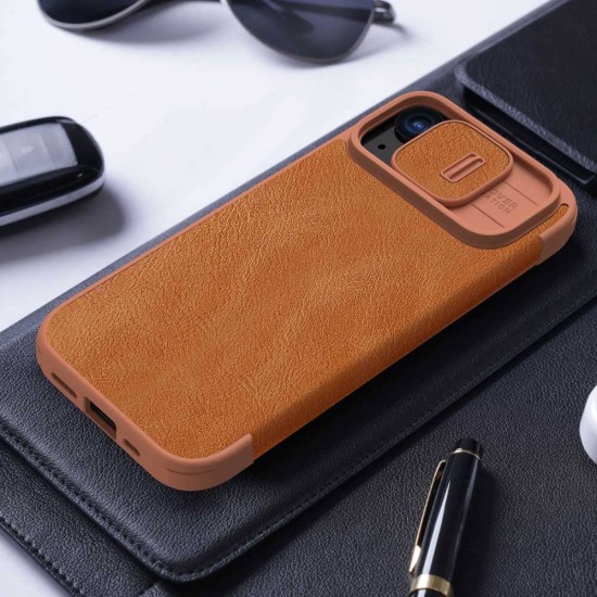 Husa pentru iPhone 15 - Nillkin QIN Leather Case - Brown