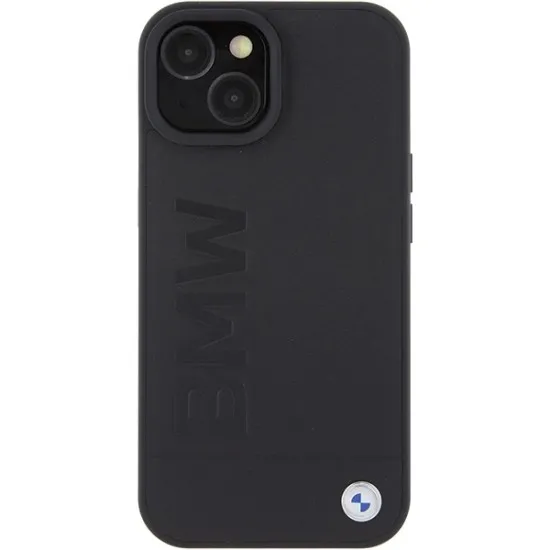 Husa pentru iPhone 15 Plus - BMW Natural MagSafe Leather Hot Stamp (BMHMP15MSLLBK) - Black