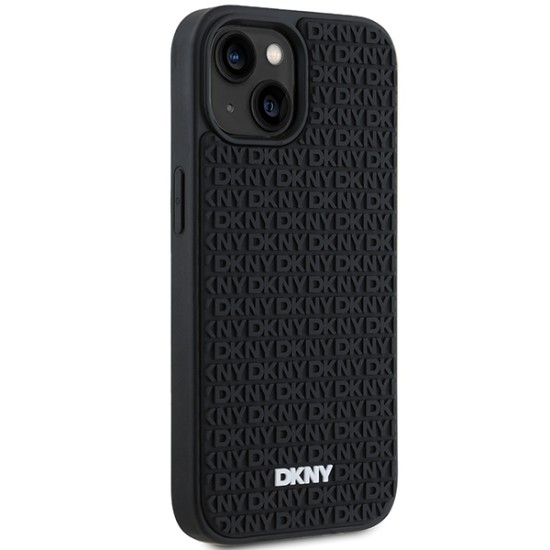 Husa pentru iPhone 15 Plus - DKNY Hardcase 3D Rubber Repeat Pattern (DKHCP15M3DRPWK) - Black